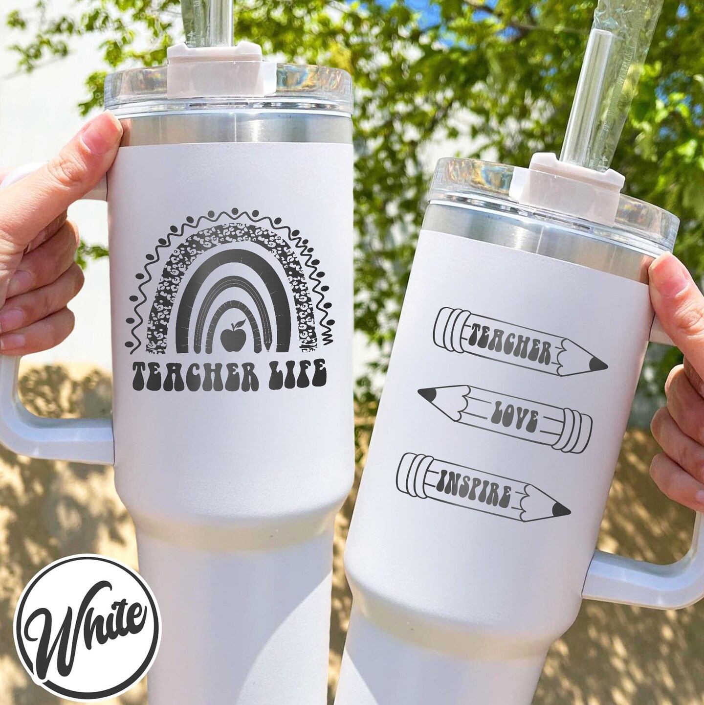 Engraved Teacher Tumbler 40oz, Rainbow Teacher Tumbler 40oz, Teach Love ...