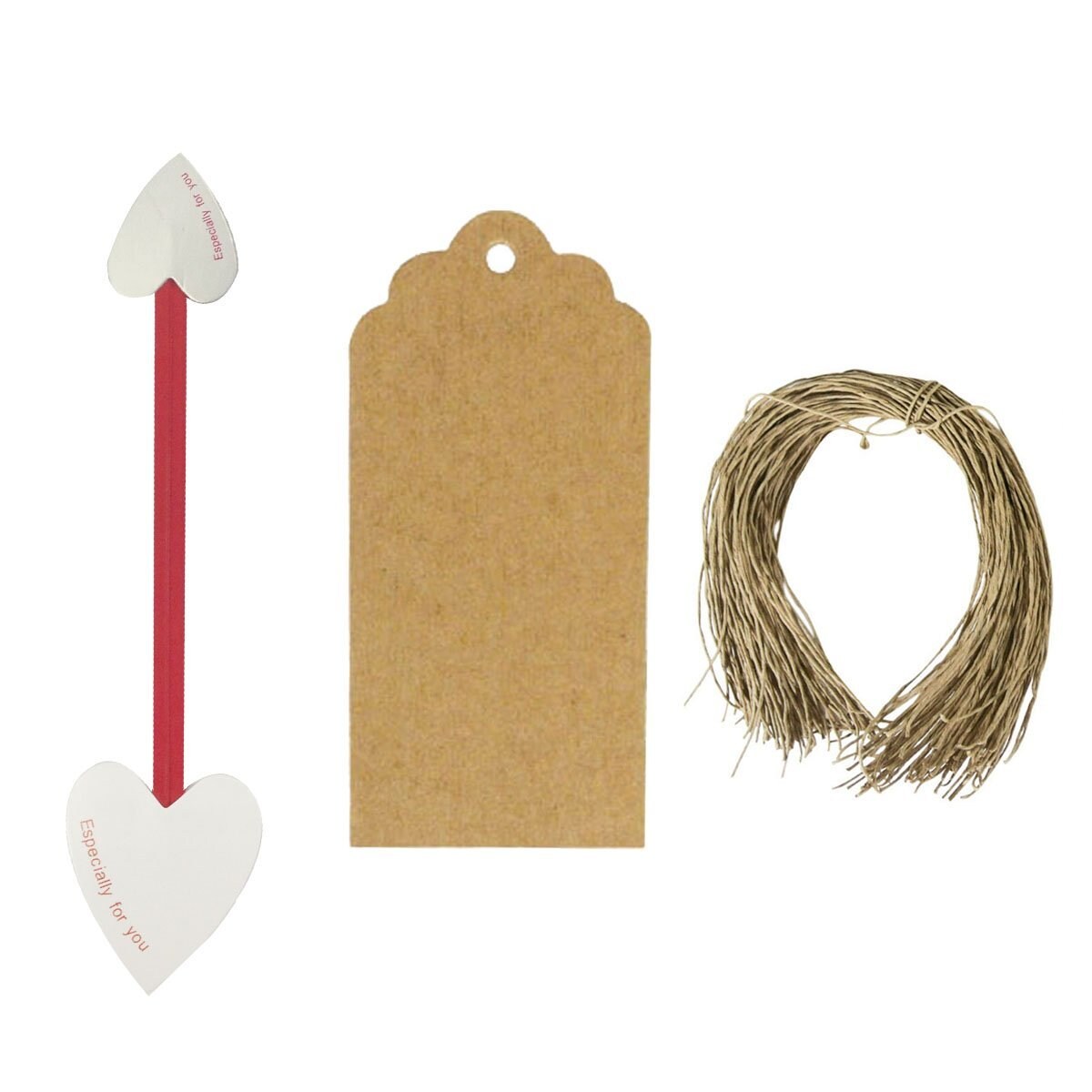 Wrapables Set of 50 Heart Twist Ties with 20 Scalloped Gift Tags
