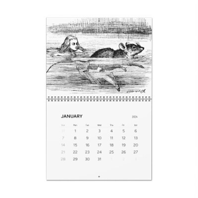 Wall Calendars (2024) Alice in Wonderland Original Black and White