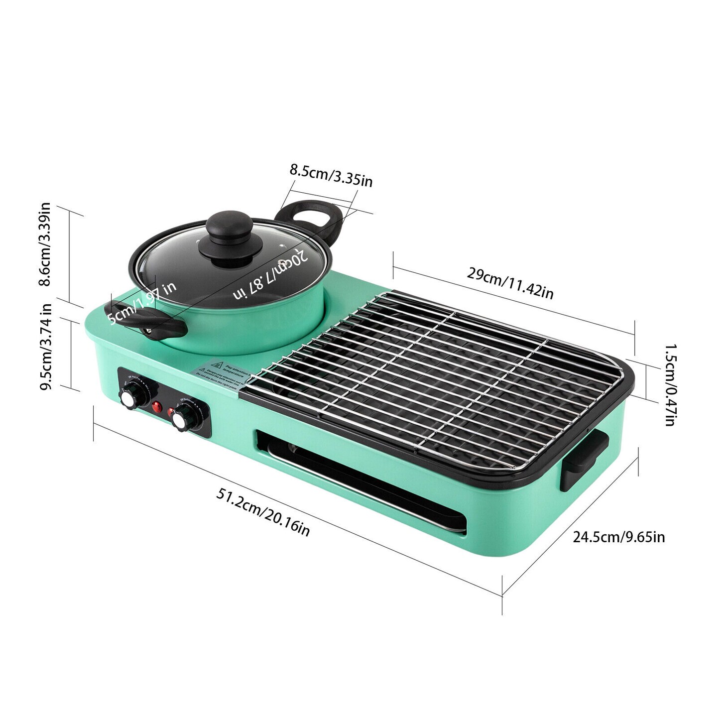 Kitcheniva 3 in 1 Electric Smokeless Grill Hot Pot 2200W