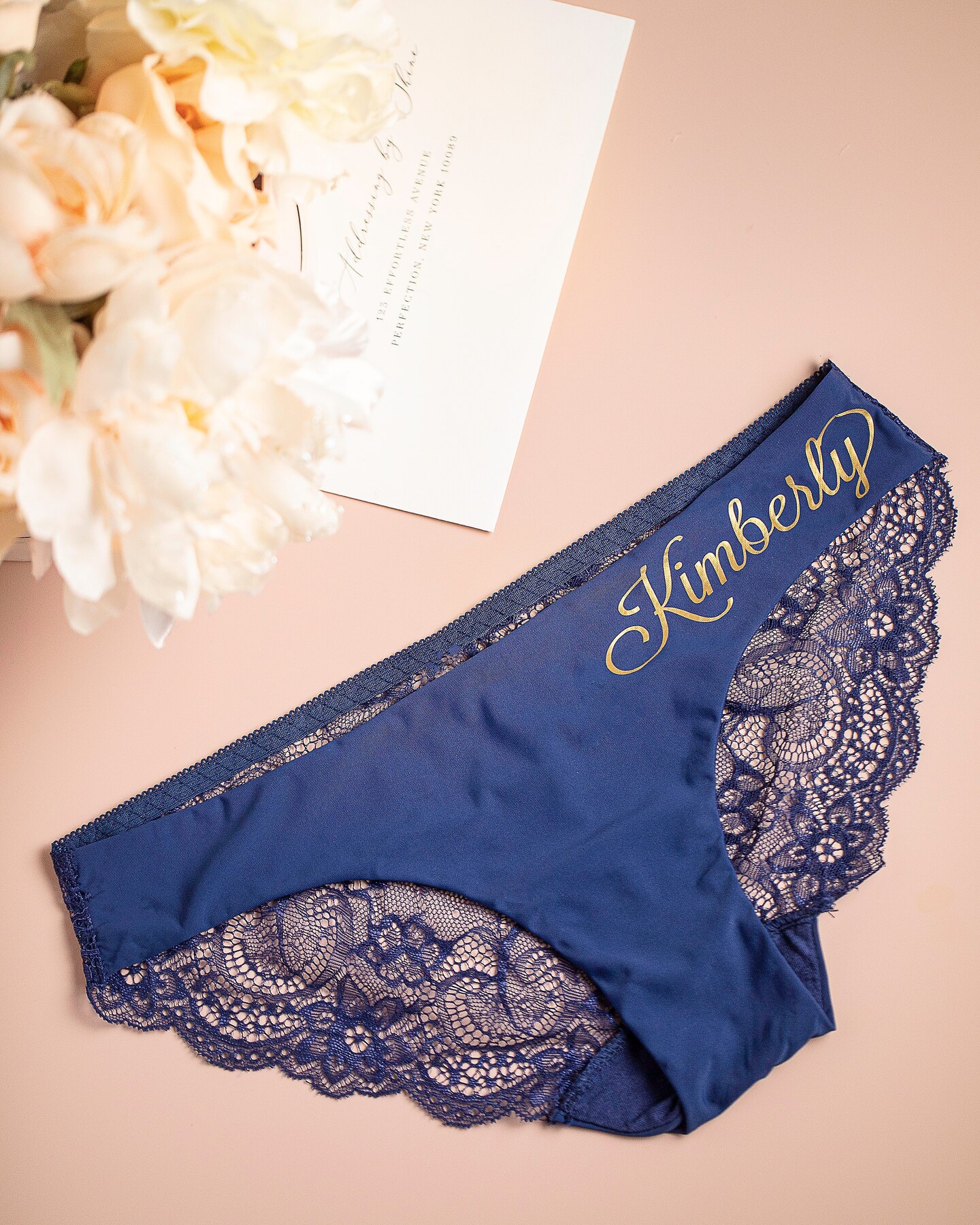 Valentine's Day Personalized Bridal Lace Thong Bride panty Wedding