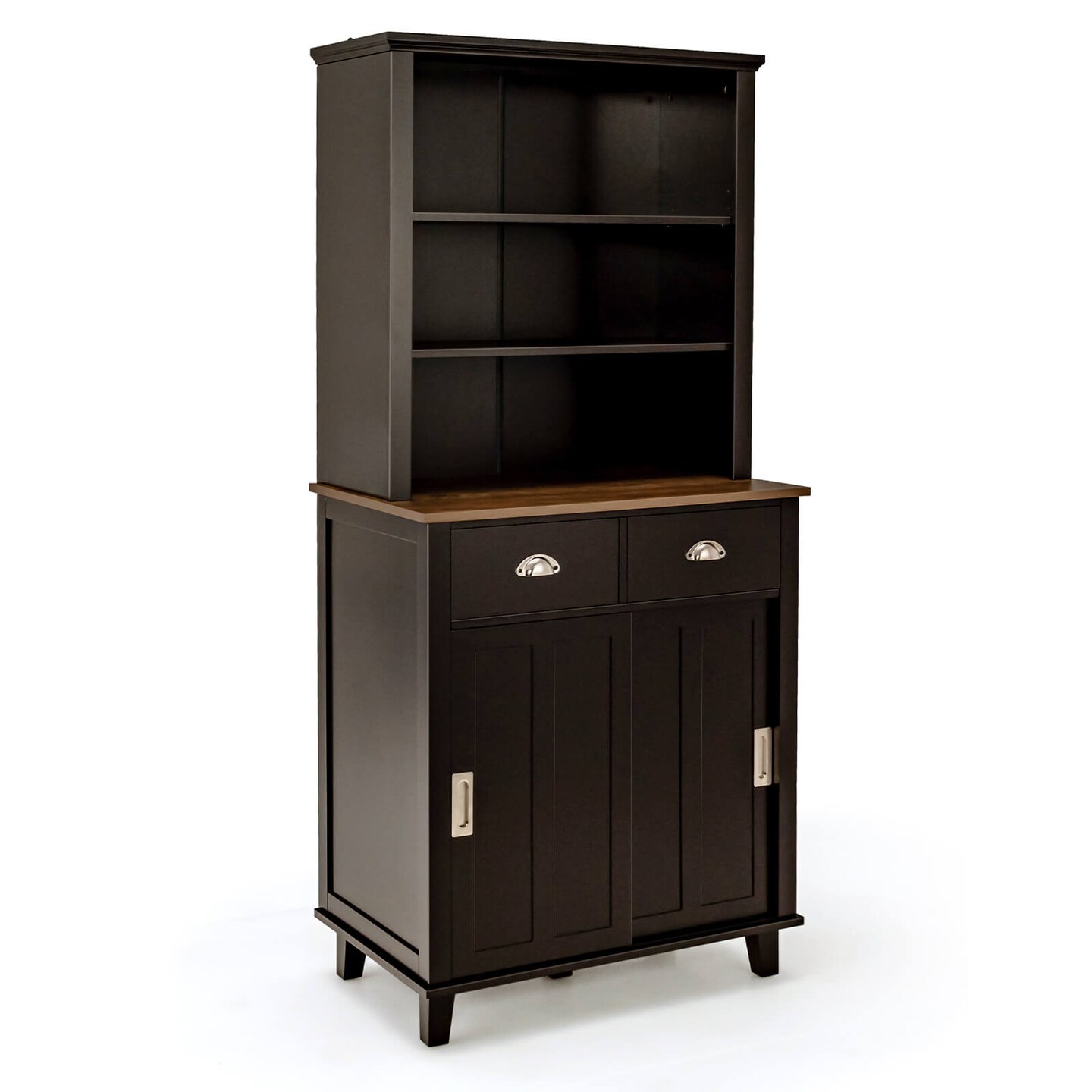 Freestanding Kitchen Pantry Cabinet with Sliding Doors