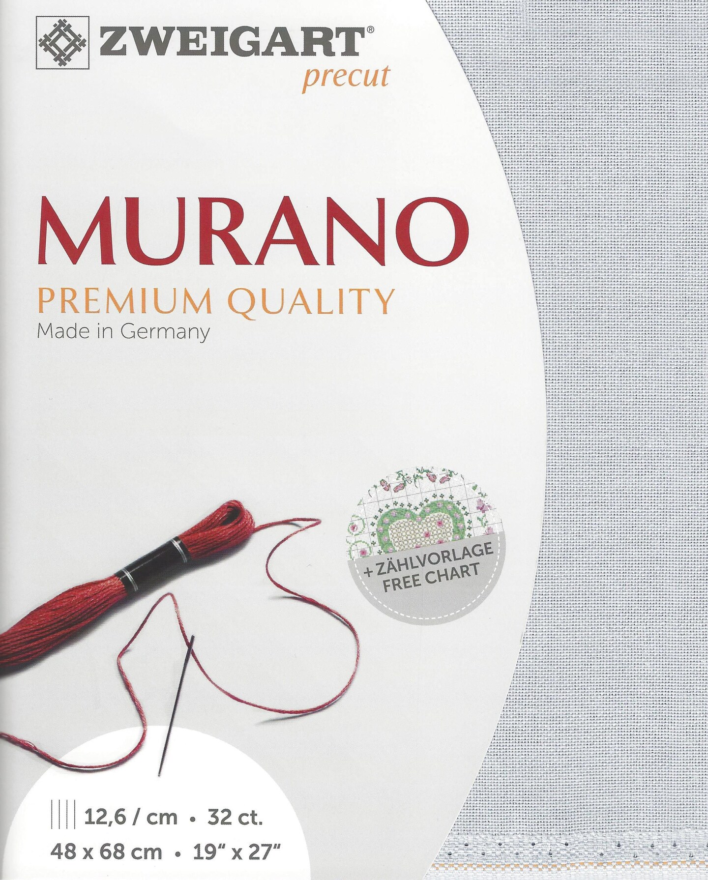 Precut Zweigart Murano 32 count Pearl Gray