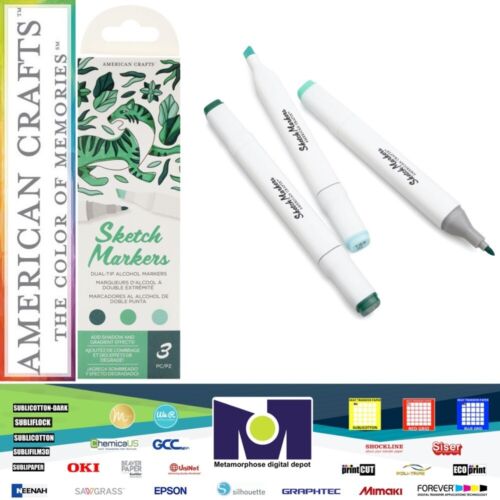 American Crafts - Sketch Markers Collection - Dual Tip - Chisel and Fine Point - Forest 3 Pack 34007540