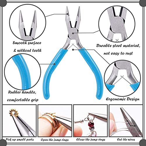 3 Pack Jewelry Pliers Set Tools Includes Needle Nose Pliers Round Nose Pliers Wire Cutters Chain Nose Pliers for Jewelry Making Repair, Wire Wrapping, Beading and Crafts