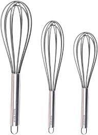 Silicone Whisk Set of 3 WHITE Non-Scratch Non-Stick Kitchen Utensils