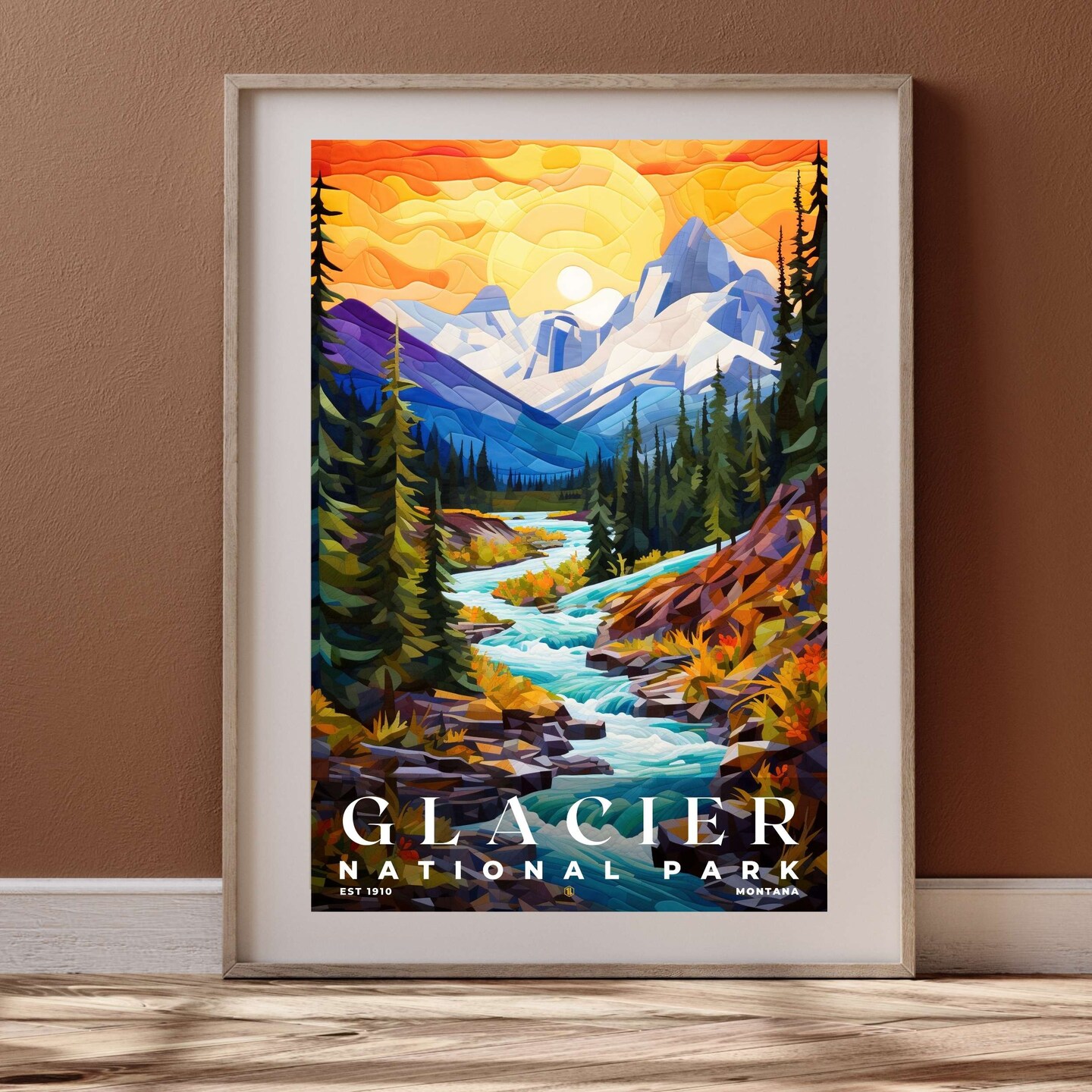 Glacier National Park Poster, Travel Art, Office Poster, Home