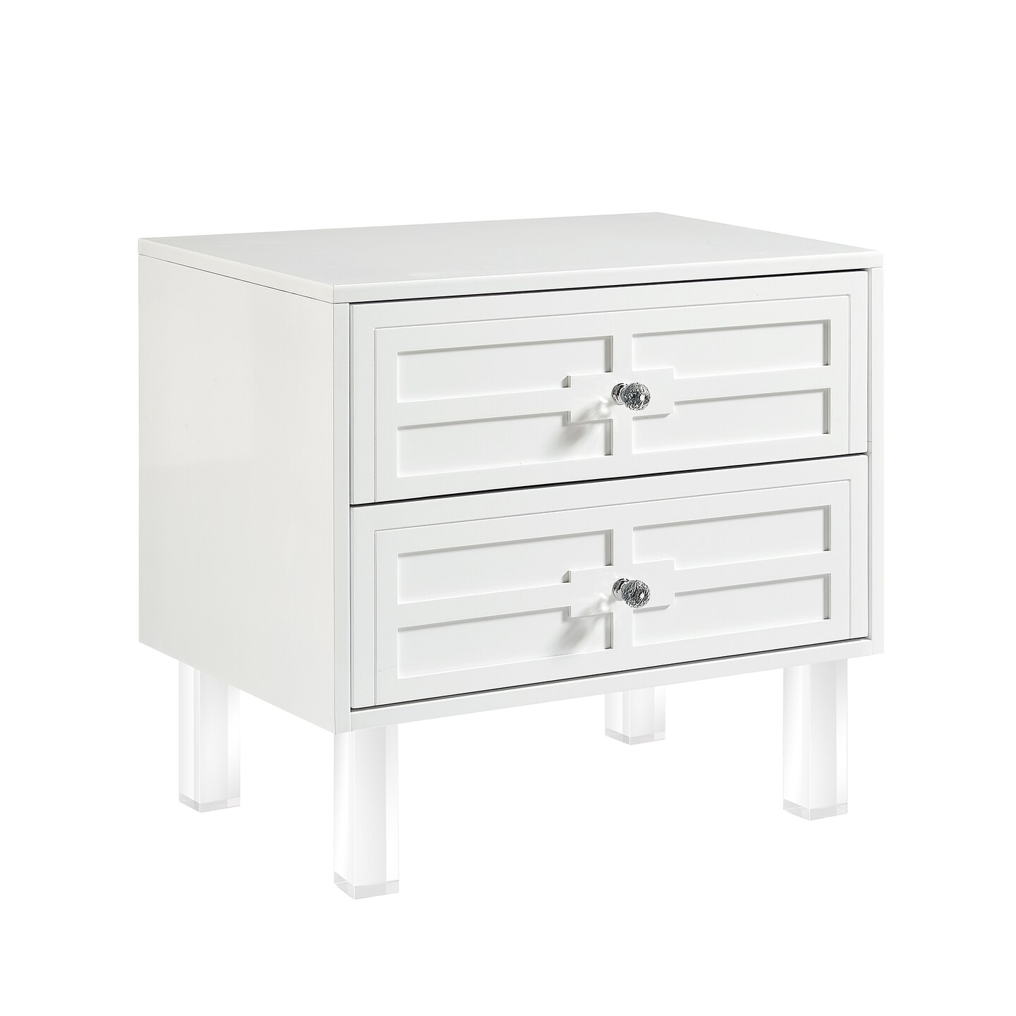 Gillian Modern Lacquered Lucite Leg Side/Accent Table/Nightstand