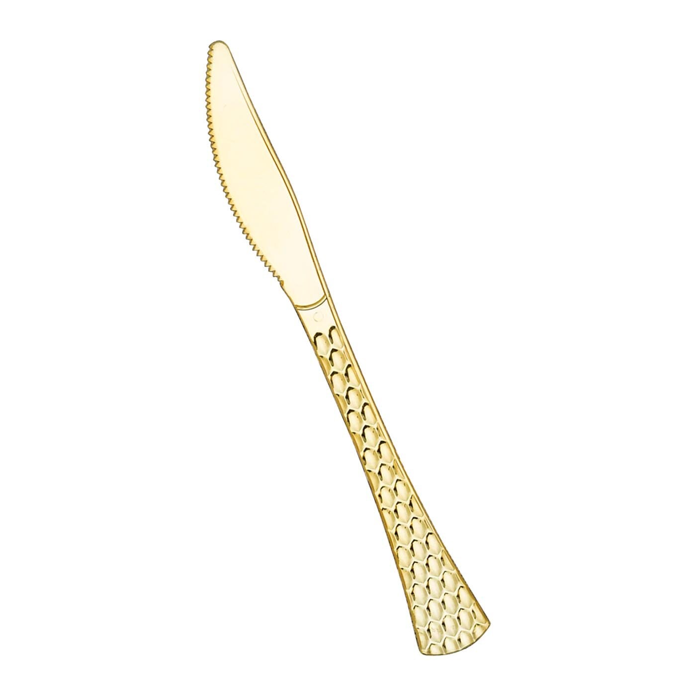 Shiny Gold Glamour Cutlery Disposable Plastic Knives (600 Knives)