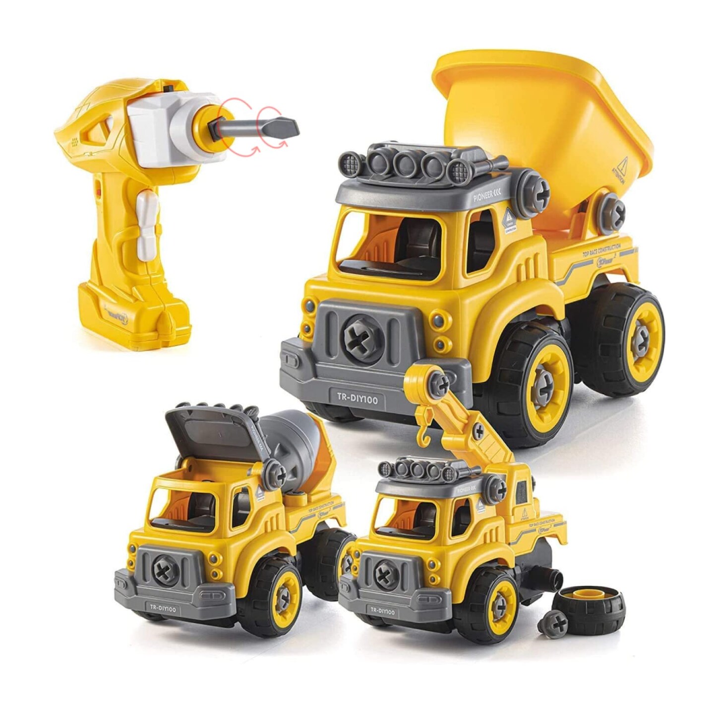 Take Apart Toys with Battery Powered Drill - 3-in-1 Take Apart Truck with Remote Control - Easy Assembly Construction Truck with Drill for Kids Builds Imagination and Building Skills