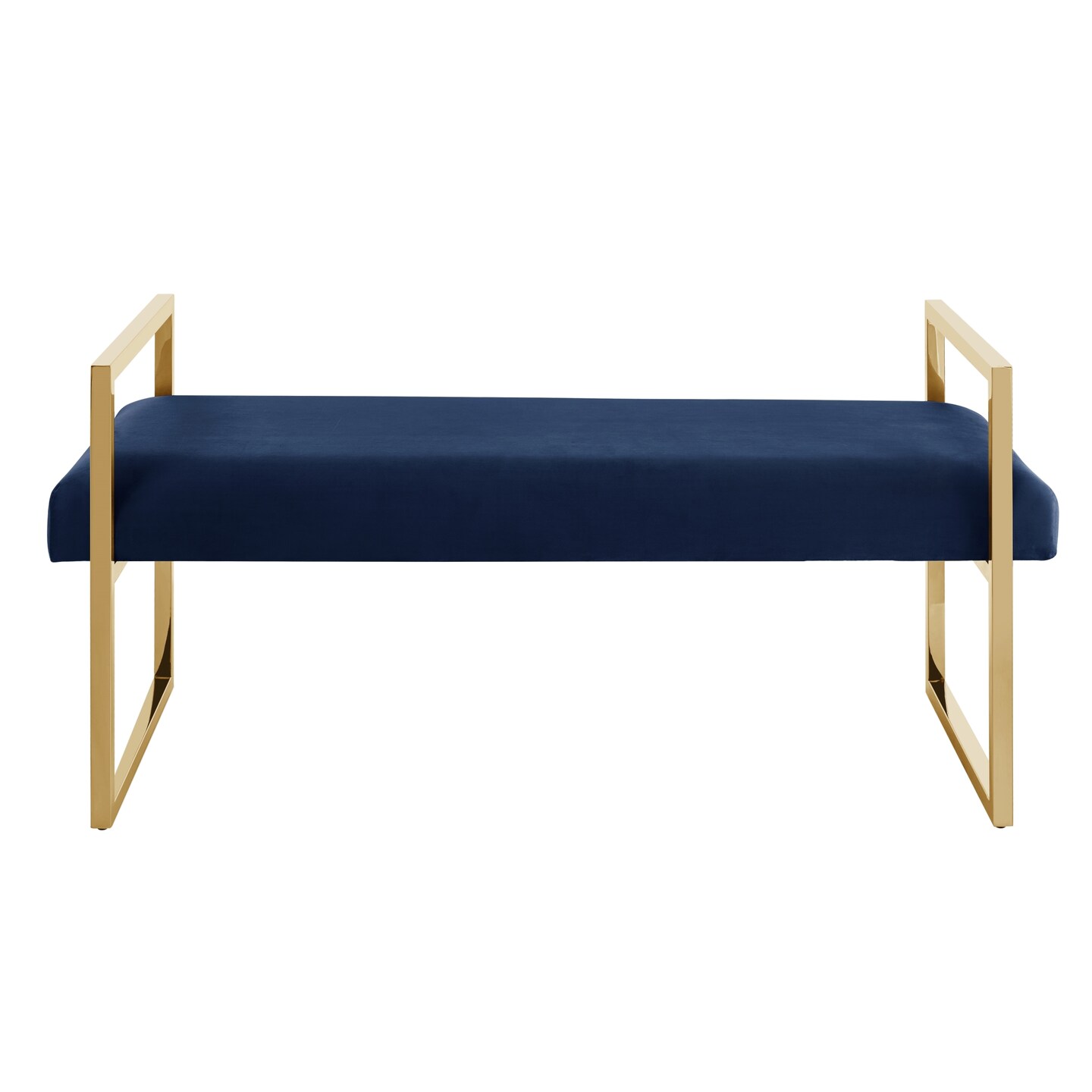 Maja Velvet/PU Leather Bench With Chrome/Gold Base