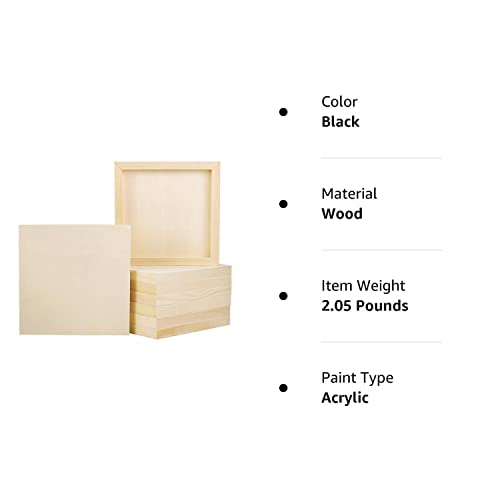 8 Pieces Wood Panels 8 x 8 Inch Unfinished Wood Canvas Wooden Panel Boards for Painting, Pouring, Arts Use with Oils, Acrylics