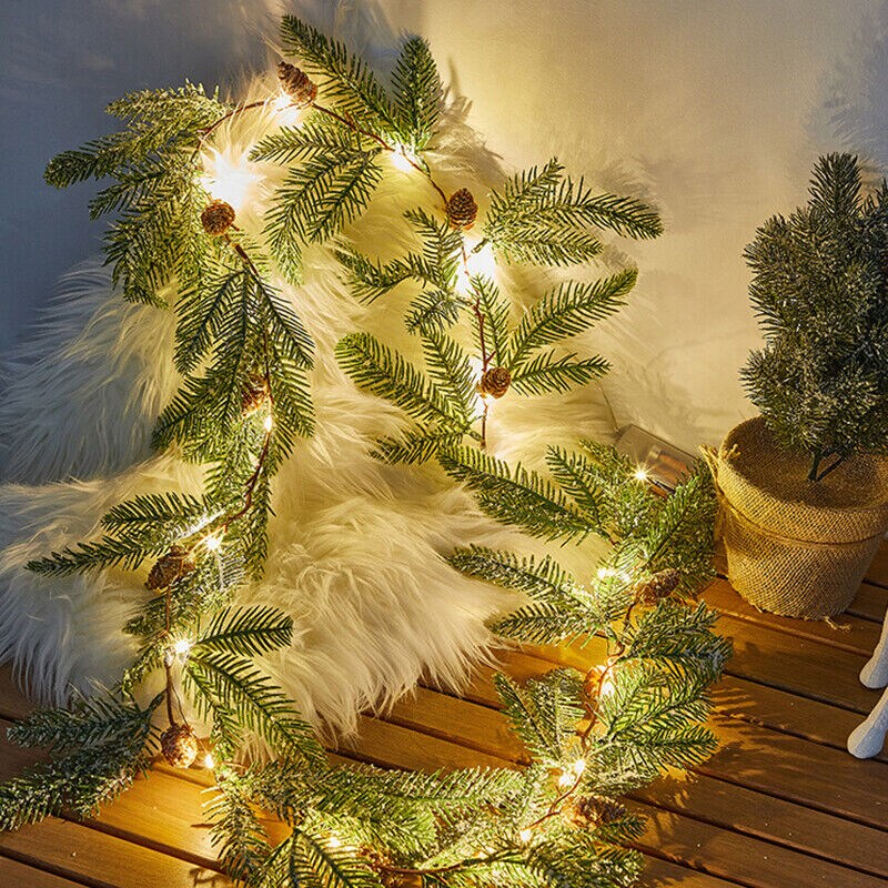 Christmas Garland with Lights Pine Cones Garland Wreath Christmas Decor