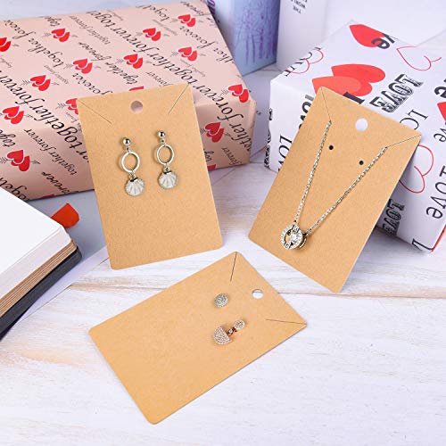MIAHART 150 Set Earring Card with 150 Pcs Bags, Earring Card Holder Blank  Kraft Paper Tags for DIY Ear Studs Necklace Jewelry Display (Brown)