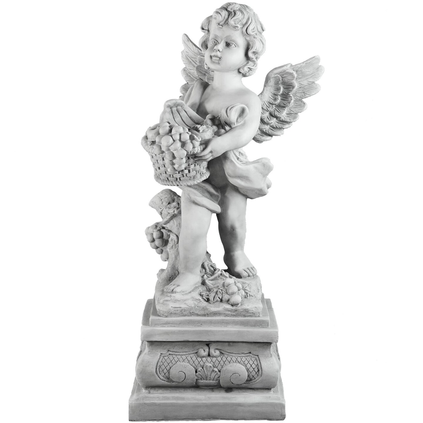 Northlight 28.75&#x22; Cherub Angel Standing on Pedestal Outdoor Garden Statue