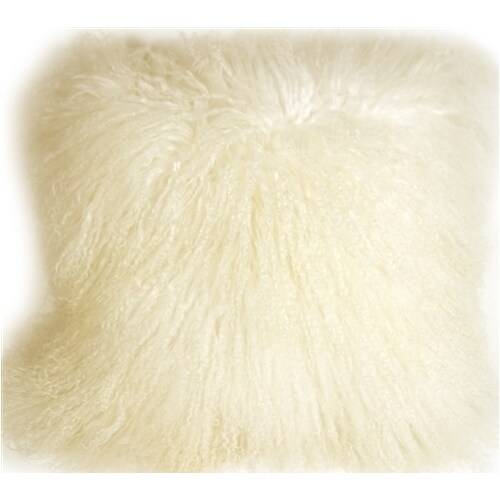 Mongolian Sheepskin Natural White Throw Pillow - Pillow Decor