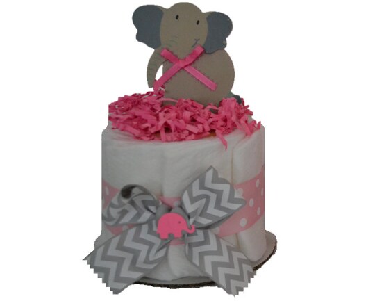 Baby girl elephant cheap diaper cake