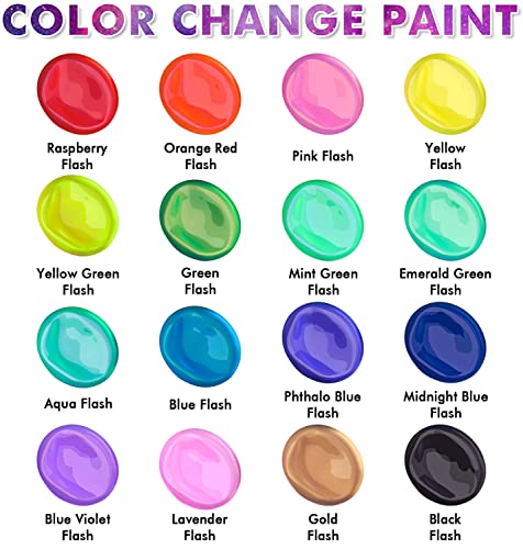 shuttle art color change acrylic paint, 20 chameleon colors acrylic paint,  60ml/2oz bottles, iridescent paint for artists, be