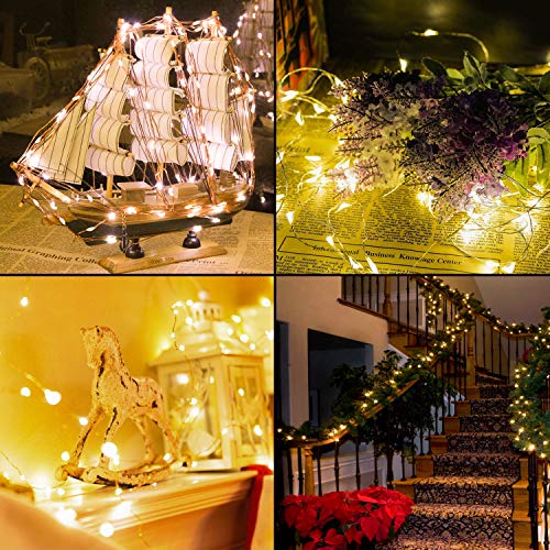 TingMiao Fairy Lights 33ft 100 LED String Lights Battery Operated with Remote Waterproof Copper Wire Lights for Indoor Decorative Lights