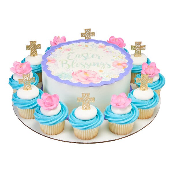 Gold Cross Assortment DecoPics Cupcake Decoration, 12ct