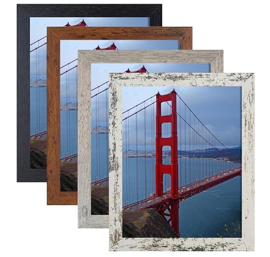 Picture Frames in 4 Different Finishes, 8x10 Picture Frame for Wall Mounting or Tabletop