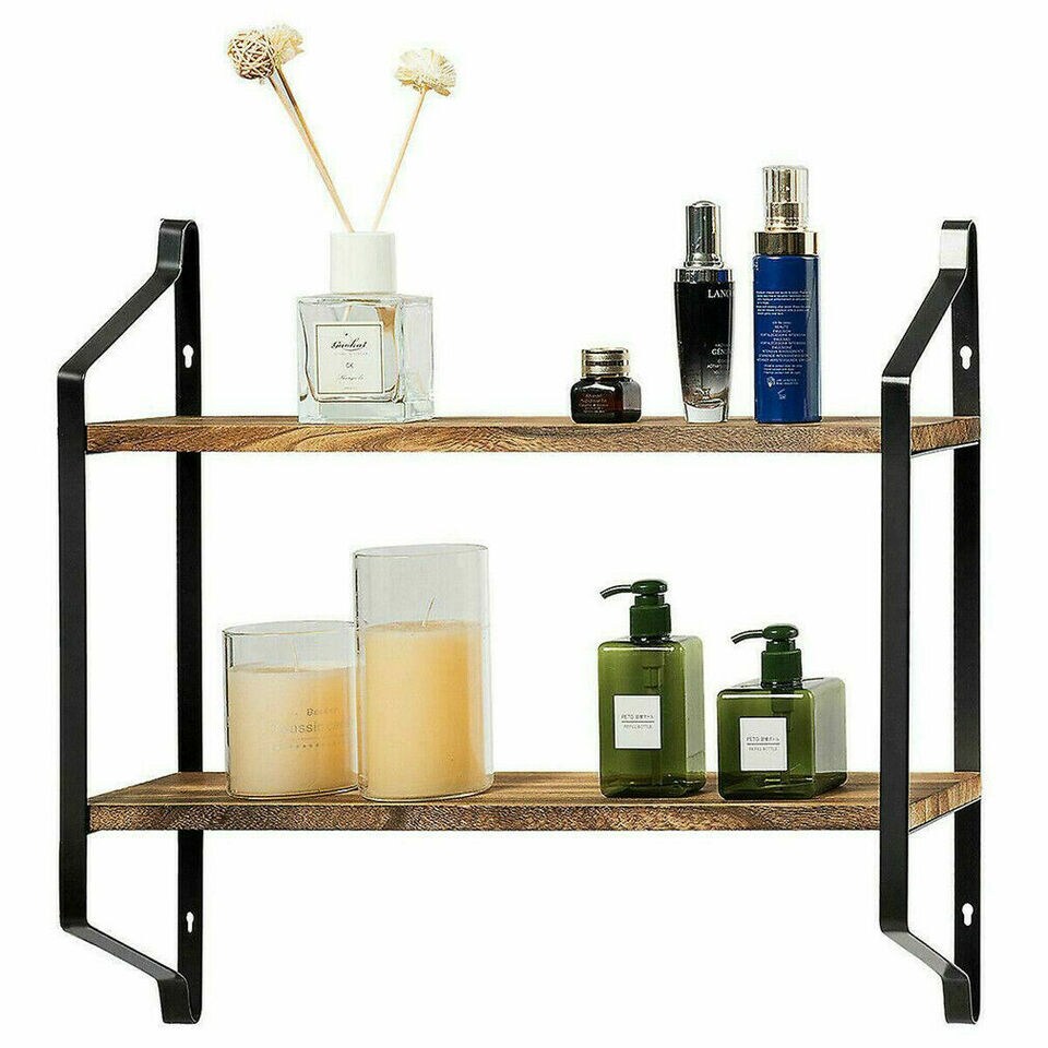 2 Layer Floating Shelves Industrial Wall Storage Rack.