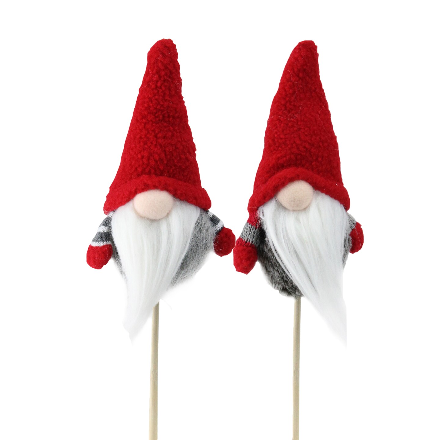 Northlight Set of 2 Tiny Red and Gray Santa Gnomes with Faux Fur on a ...