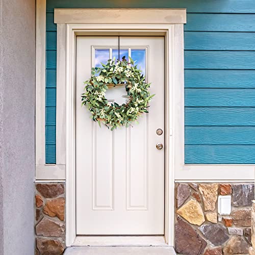 Wreaths for Front Door 20'' Eucalyptus Wreath, Spring Summer Green Wreath, Door Green Wreath for Home Porch Window Wall Farmhouse Home Decor Indoor Outdoor Summer Fall All Seasons