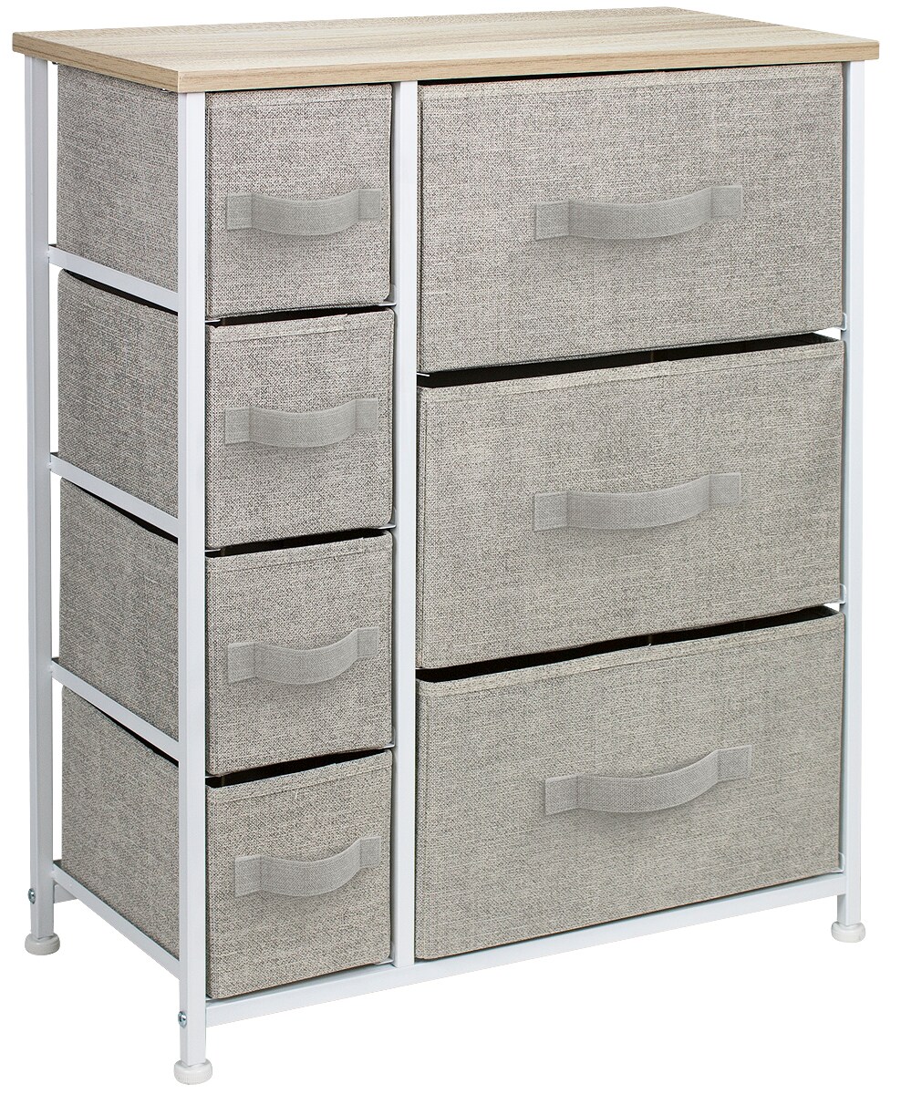 7 Drawer deals Dresser - Steel Frame, Wood Top, Easy Pull Fabric Bins