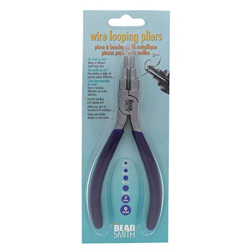 Wire Bending Pliers - Consistently make up to 6 size loops &#x26; jump rings, 2-9mm - 5.75&#x22; long (160mm) - Polished Steel Head, Comfort Grip Handle, Tool for Jewelry Making