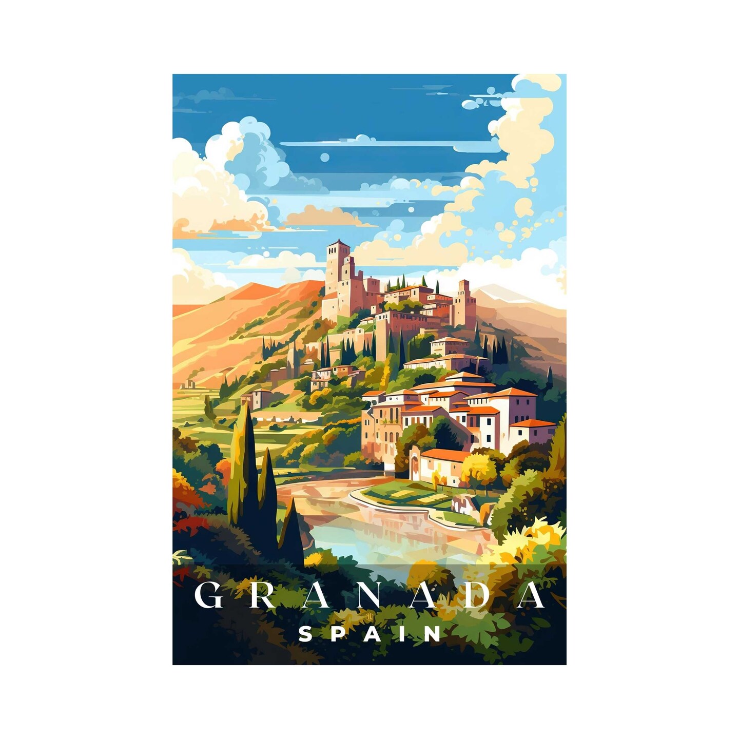 Granada Poster, World Travel Print, Office Poster, Home Decor | S3 ...