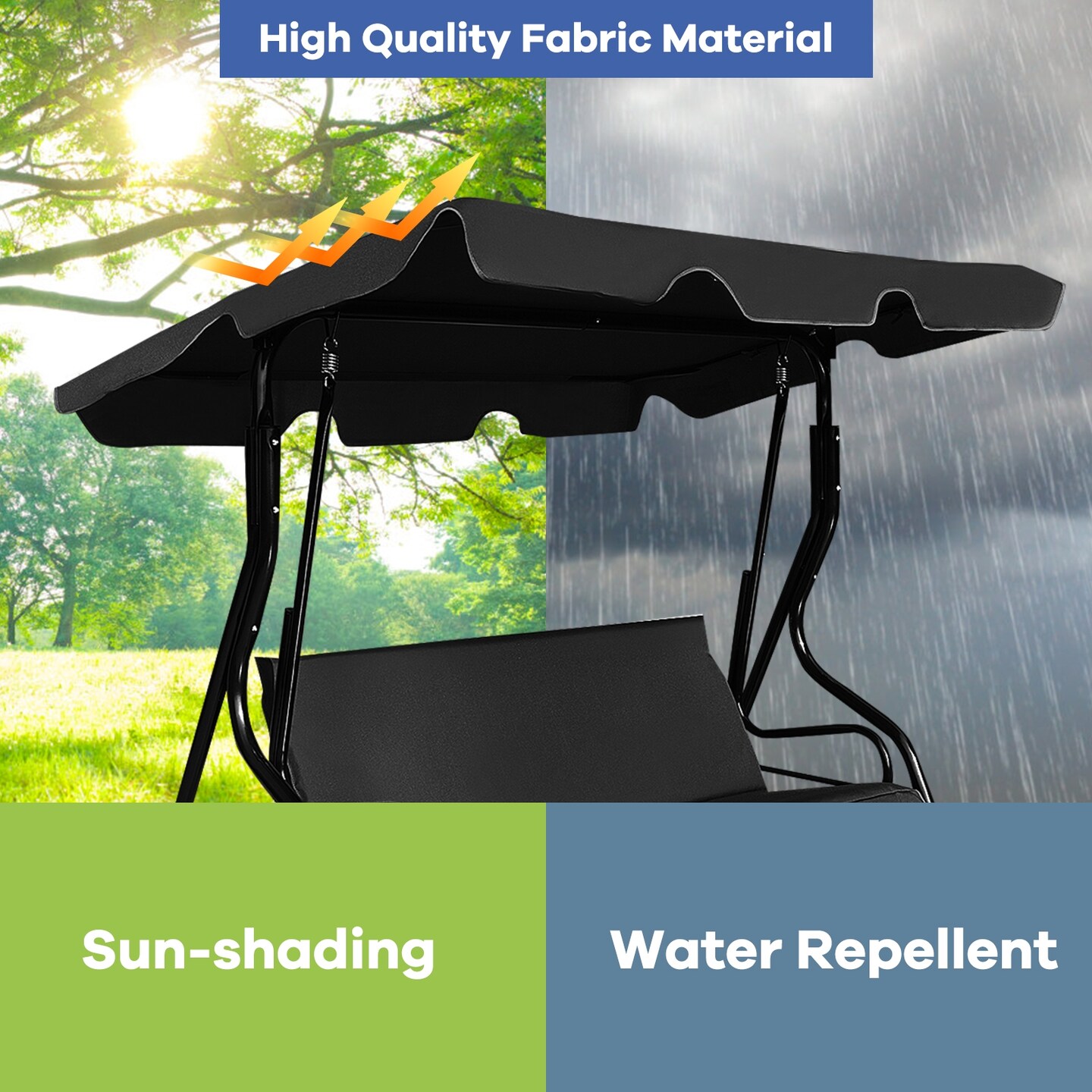3 Seats Patio Canopy Swing