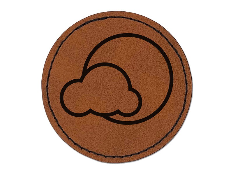 Partly Cloudy Weather Round Iron-On Engraved Faux Leather Patch Applique - 2.5&#x22;
