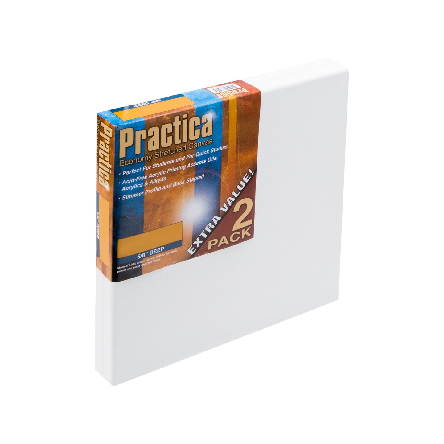 Practica Economy Stretched Cotton Canvas 2 Packs - Acid-Free Acrylic Primed Canvas for Acrylics, Pastels, Graphite, & More!