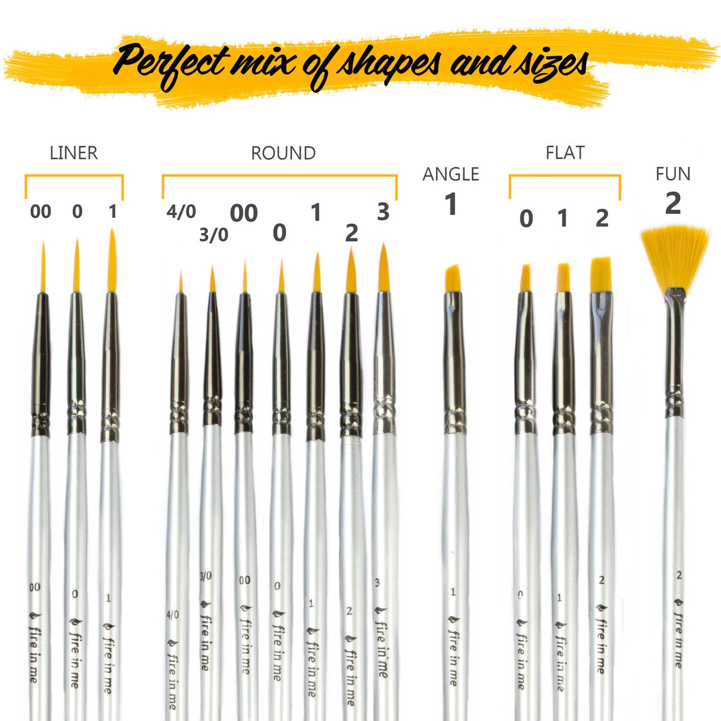 Fire In Me Premium Miniature Paint Brushes 15 pcs