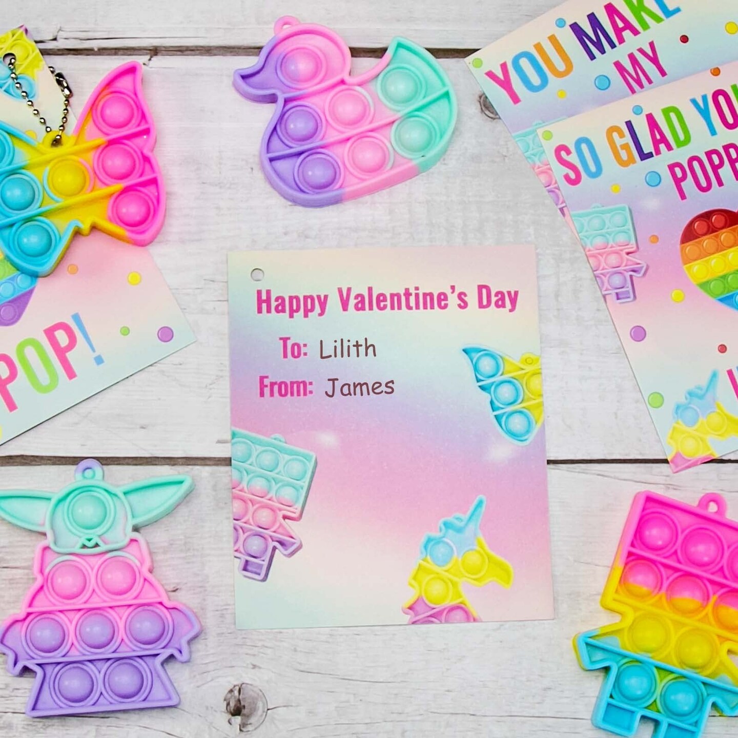 24 Valentines Day Gifts for Kids - Valentines Cards with Pop Bubbles Bulk- Valentine Exchange for Girls Boys School Class Classroom Fidget Toys Party Favors