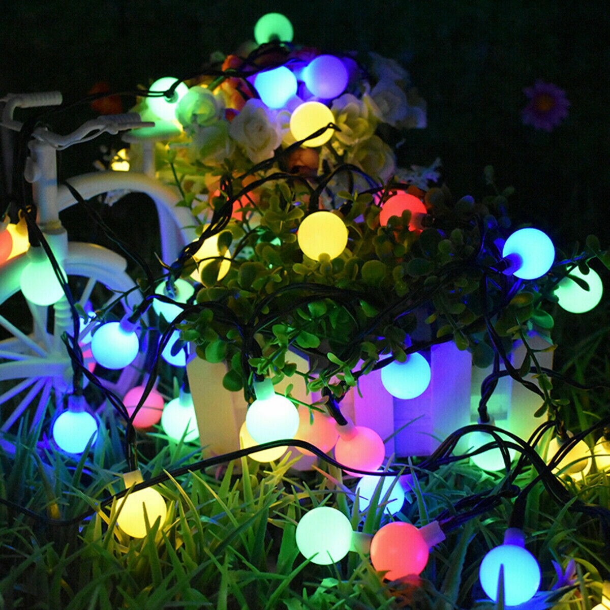 49ft Outdoor Christmas Garden Solar Globe String Lights