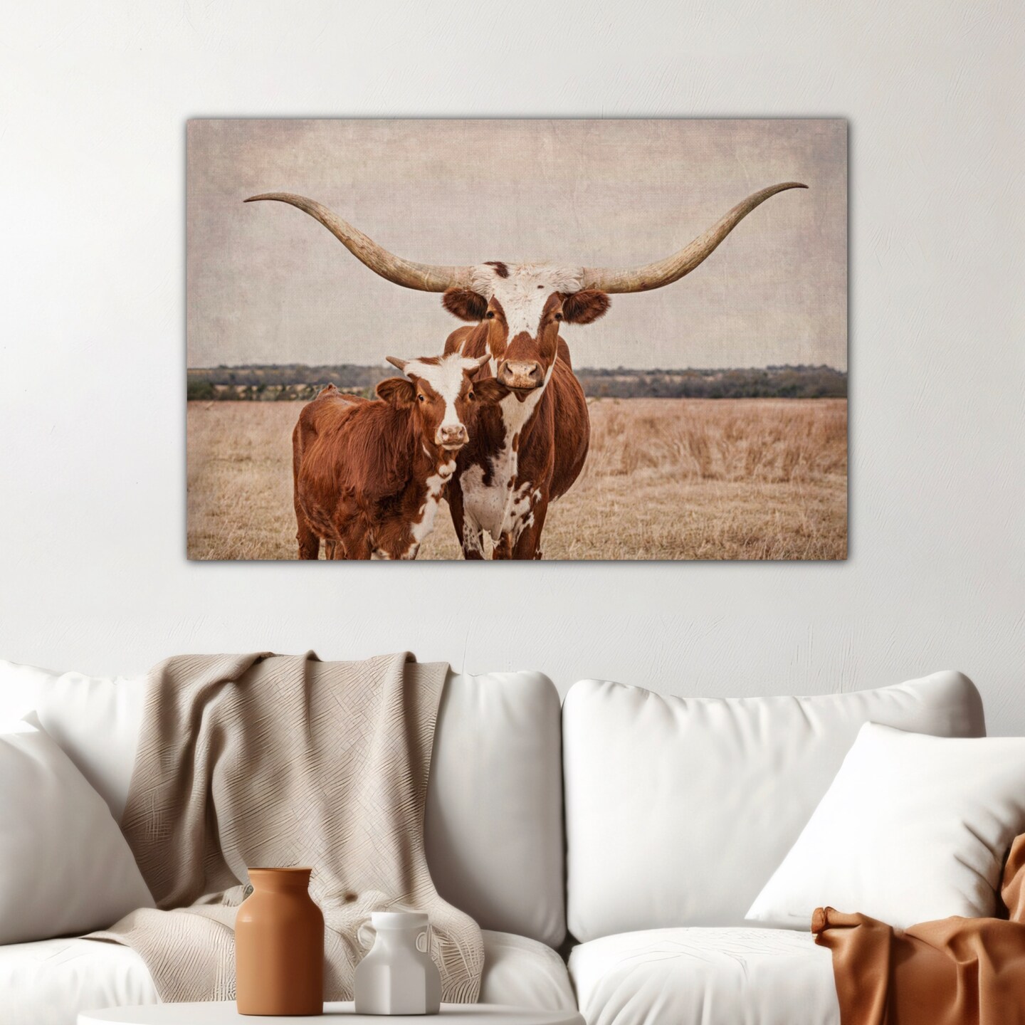 Silly Longhorn Cow Print Nursery Wall Art No. 10513