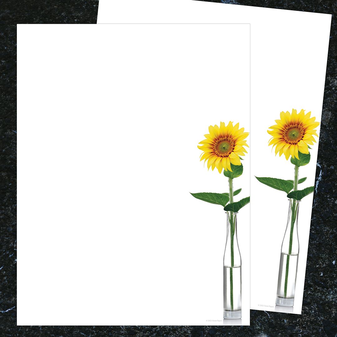 Great Papers! Sunflowers Stationery Letterhead, Invitations and Announcements, Printer Friendly, 8.5&#x22;x11&#x22;, 80 Pack
