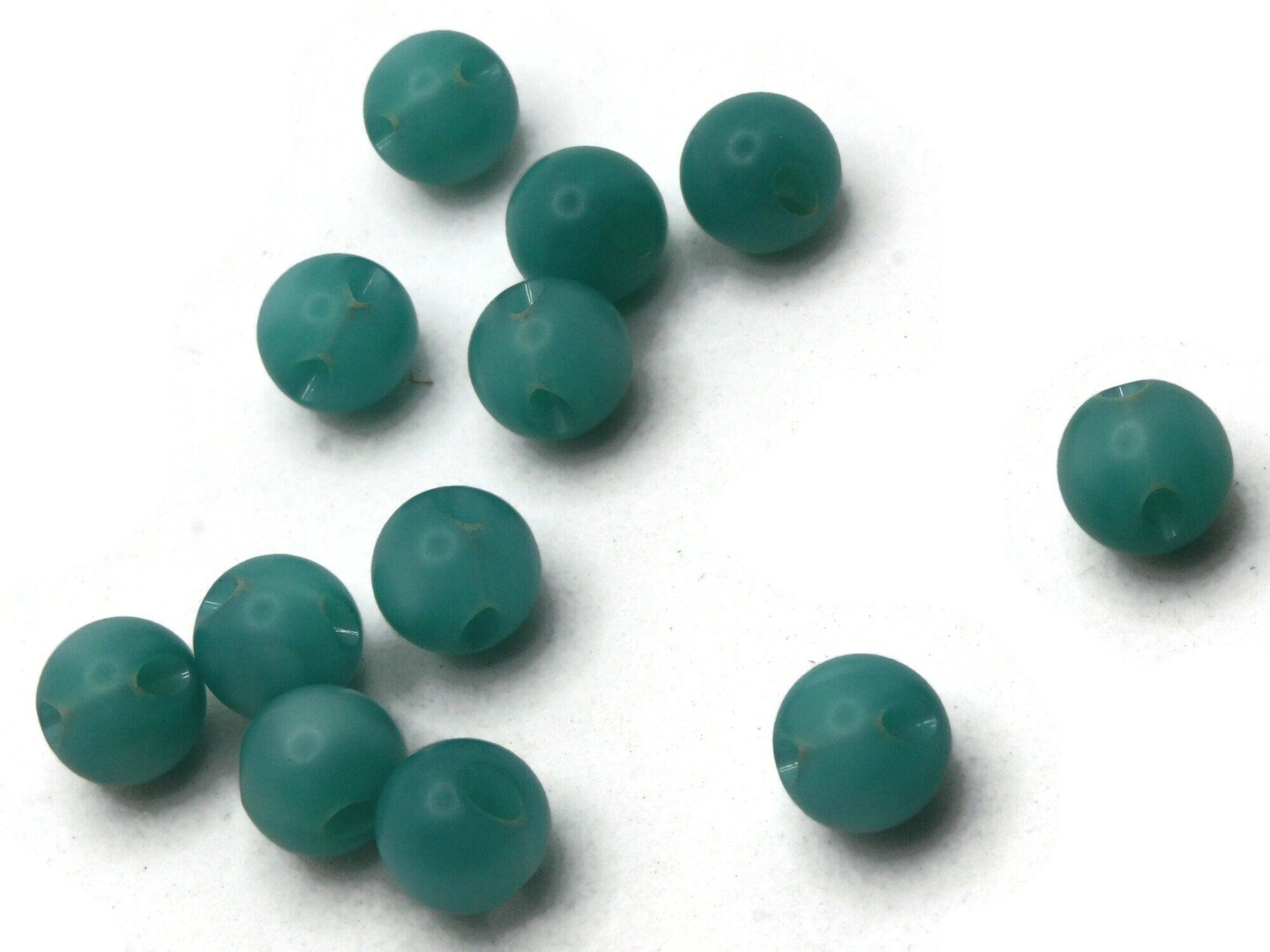 12 9mm 3/8 Inch Green Vintage Moonglow Lucite Round Ball Buttons