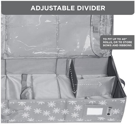 Wrapping Paper Storage Bin - Holds up to 27 Rolls 1 3/8" Diam. - Gift Wrap Organiser Bags, Wrapping Paper Rolls, Ribbon, and Bows for Underbed - Under the Bed- 600D Durable Material - Rolls Up to 40"