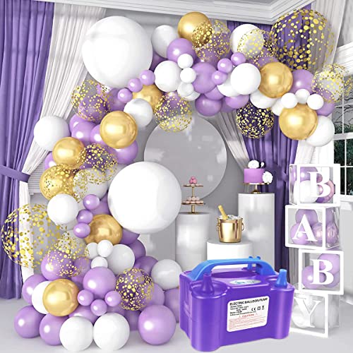 Electric Balloon Pump Portable Balloon Pump Electric Air Balloon Pump Electric Balloon Inflator, Balloon Decorations for Birthday Parties, Weddings, Festivals and Party&#xFF08;Purple&#xFF09;