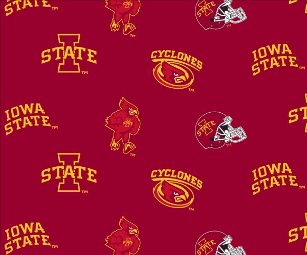 Sykel Enterprises-Iowa State University Fleece Fabric-Iowa State Cyclones All Over Fleece Blanket Fabric-Sold by the yard