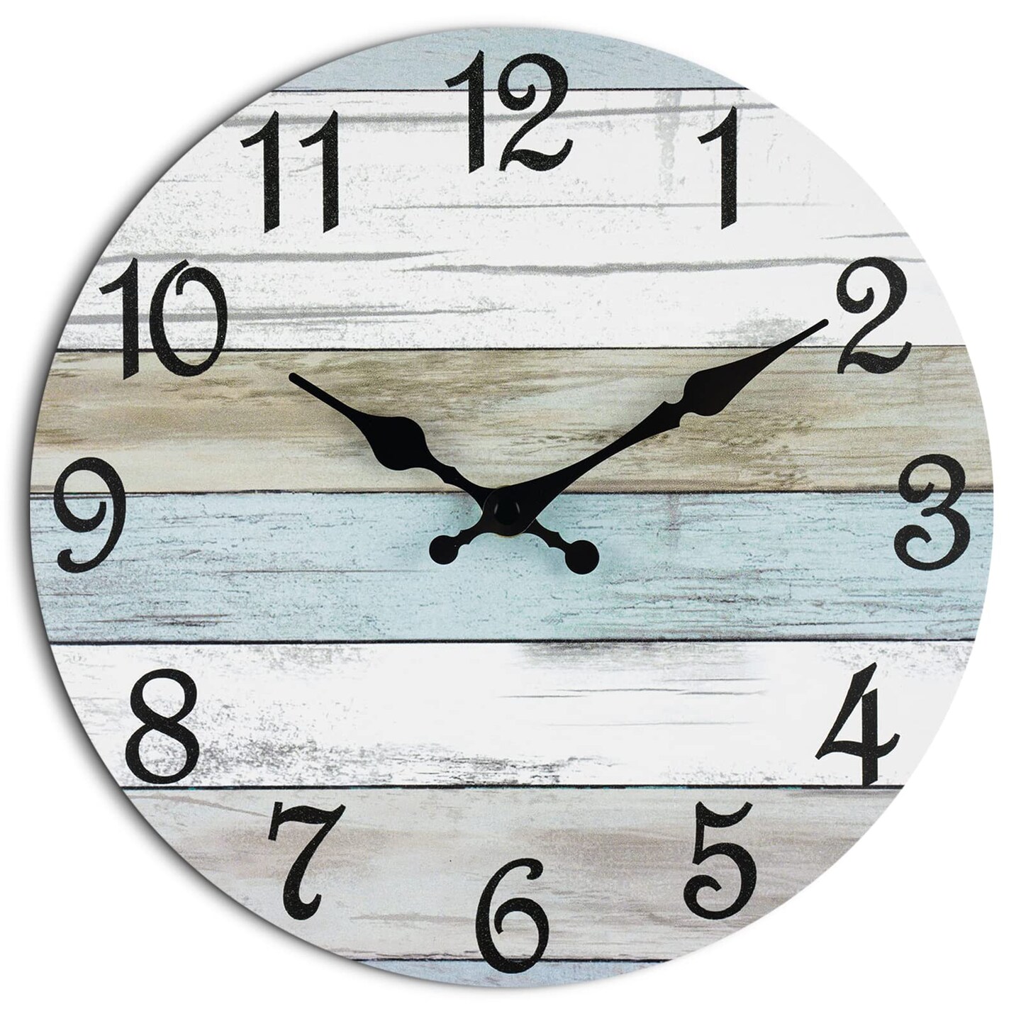 Wall Clock Silent Non Ticking Battery Operated, Rustic Coastal Country Clock Decorative for Bathroom Kitchen Bedroom Living Room(10 Inch)