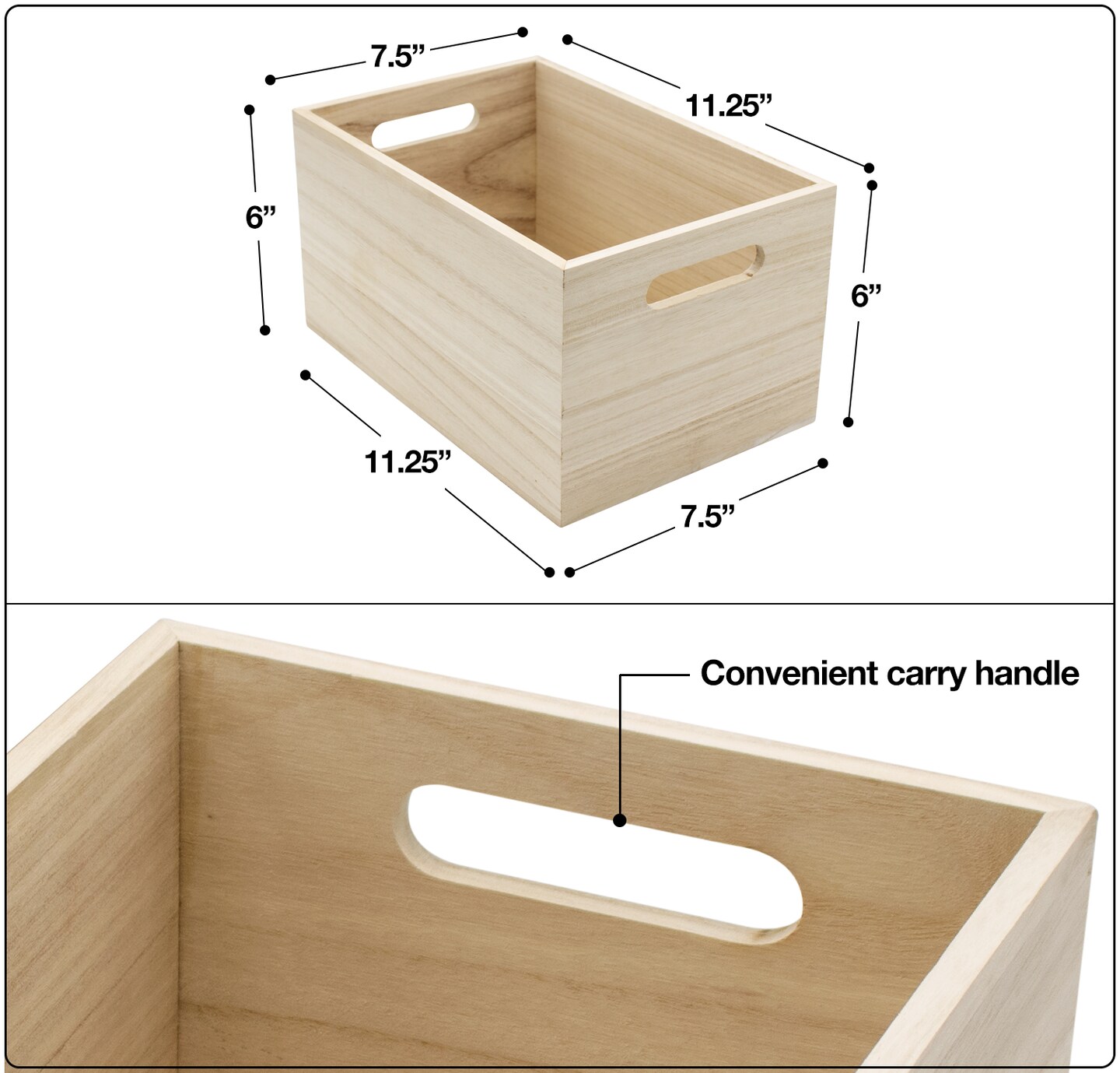Sorbus Unfinished Wood Crates - Organizer Bins, Wooden Box for Pantry Organizer Storage, Closet, Arts &#x26; Crafts, Cabinet Organizers, Containers for Organizing (2 Pack)