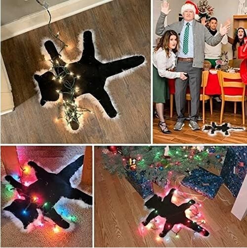 Aunt Bethany&#x27;s Fried Pussycat Rug from National Lampoon&#x27;s Funny Christmas Decoration Carpet (Warm Light) Light Up Fried Cat Rug Funny Christmas Lights Decoration Floor