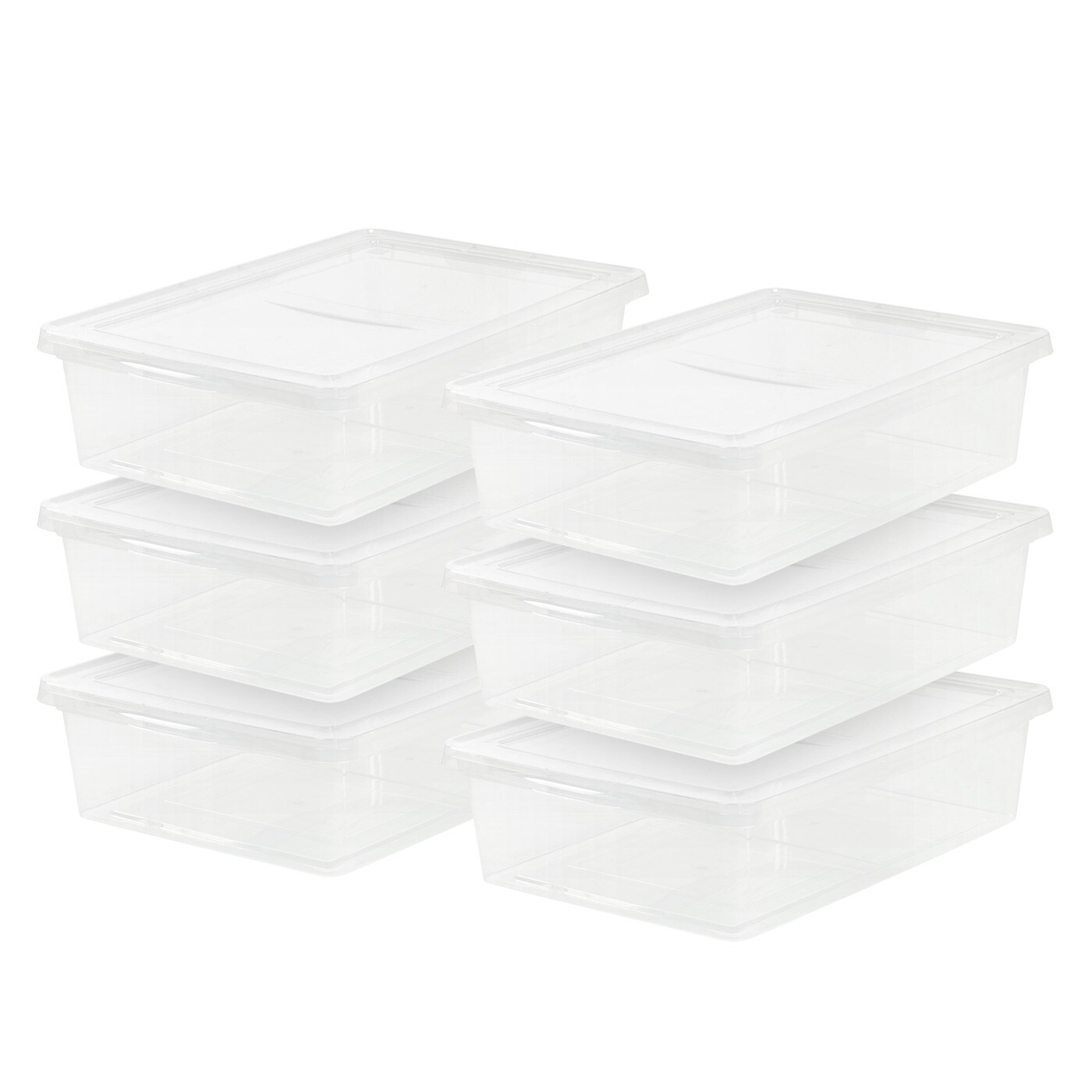 IRIS USA 28 Qt Clear Storage Box, BPA-Free Plastic Stackable Bin with Lid, Containers to Organize Closet Shelves, Clothes, Blankets, Towels, Classroom Organization Teacher Tools, 6 Pack