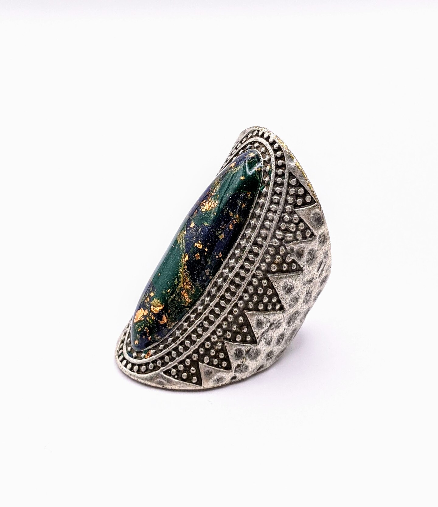 Silver Plated with Polymer Clay Inlay Statement Ring | MakerPlace by ...