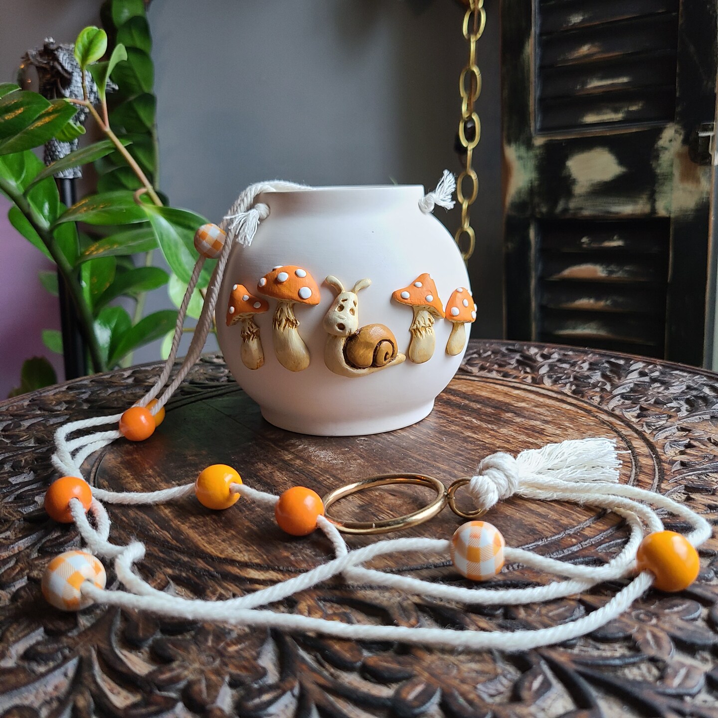 Cottage Mushrooms and snail hanging pot | MakerPlace by Michaels