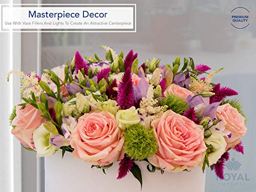 Flower Vase Acrylic Oval - Decorative Centerpiece for Home or Wedding - Non Breakable Plastic, 4&#x22; X12 Short Rounded - White
